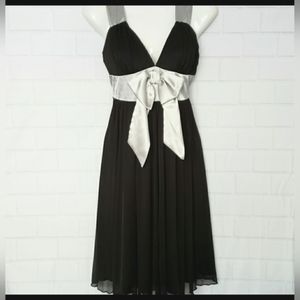 SPEECHLESS Black Cocktail Dress with Gray Satin Straps and Bow in Front